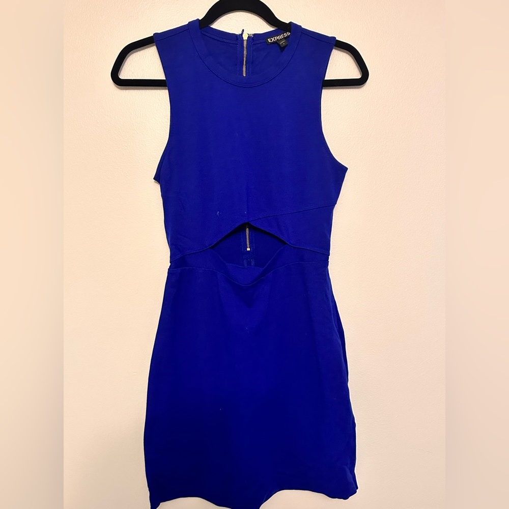 Express Blue Mini Dress with Small Cutout